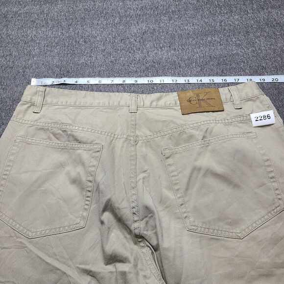 Calvin Klein Jeans Pants Mens 38 Khaki Straight Leg 100% Cotton Casual Classic - Picture 7 of 8